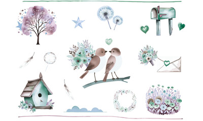 小鳥の可愛い自然素材セット