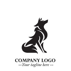 Wolf Logo Symbol in Black on the White Background Minimalist Wild Animal Vector Illustration