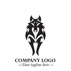 Wolf Logo Symbol in Black on the White Background Minimalist Wild Animal Vector Illustration