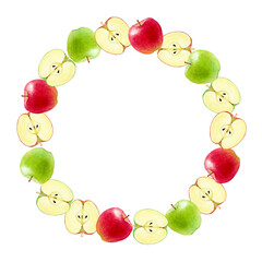 りんご　果物　フレーム　水彩 イラスト