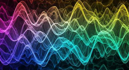 Abstract colorful wave pattern on a dark background, creating a visually striking and dynamic design for modern and artistic applications