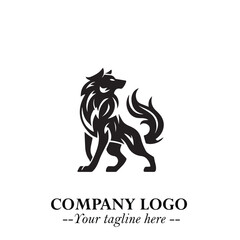 Wolf Logo Symbol in Black on the White Background Minimalist Wild Animal Vector Illustration