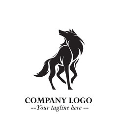 Wolf Logo Symbol in Black on the White Background Minimalist Wild Animal Vector Illustration