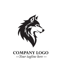 Wolf Logo Symbol in Black on the White Background Minimalist Wild Animal Vector Illustration