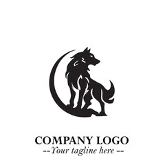 Wolf Logo Symbol in Black on the White Background Minimalist Wild Animal Vector Illustration