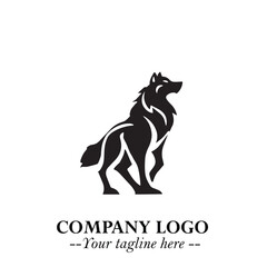 Wolf Logo Symbol in Black on the White Background Minimalist Wild Animal Vector Illustration