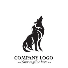 Wolf Logo Symbol in Black on the White Background Minimalist Wild Animal Vector Illustration