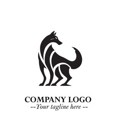 Wolf Logo Symbol in Black on the White Background Minimalist Wild Animal Vector Illustration