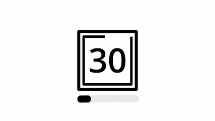 White 35 second countdown square, white background. Can be edited to 0 seconds, 35 seconds, 35 seconds, and 0 seconds.