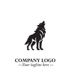 Wolf Logo Symbol in Black on the White Background Minimalist Wild Animal Vector Illustration