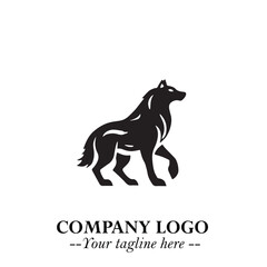 Wolf Logo Symbol in Black on the White Background Minimalist Wild Animal Vector Illustration