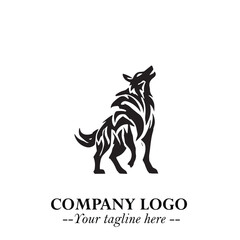 Wolf Logo Symbol in Black on the White Background Minimalist Wild Animal Vector Illustration
