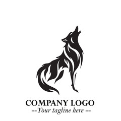 Wolf Logo Symbol in Black on the White Background Minimalist Wild Animal Vector Illustration