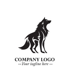 Wolf Logo Symbol in Black on the White Background Minimalist Wild Animal Vector Illustration