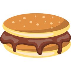 Pixelated Smores Sandwich with Melted Chocolate Filling on a Transparent Background Ideal for Digital Designs