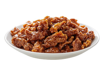 Crispy beef chinese food takeout delicious dinner lunch plate on transparent background