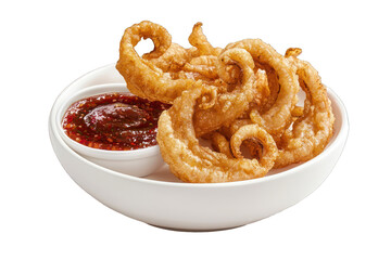 Crispy fried onion rings recipe with dipping sauce snack food on transparent background