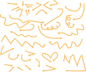 Orange Hand Drawn Arrows on White Background | Decorative Arrow Set for Graphic Design, UI/UX Elements and Infographics