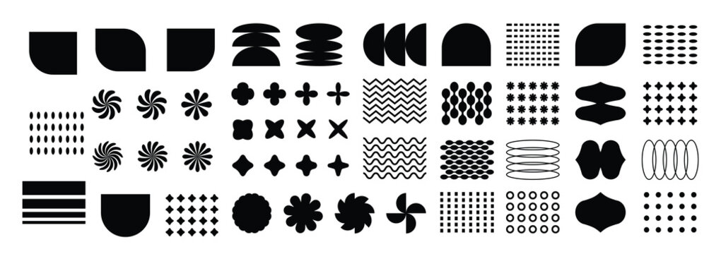 Y2k abstract shapes and figures. decorative elements for graphic design, trendy brutalist forms in 2000s aesthetics. Vector illustration.