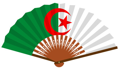 アルジェリア　北アフリカ　和風　国旗　扇子