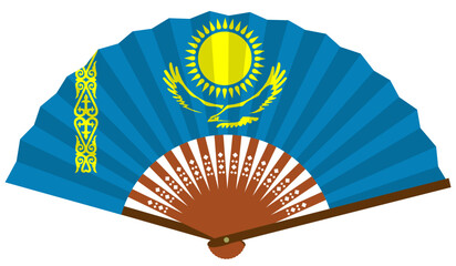 カザフスタン　NIS諸国　和風　国旗　扇子