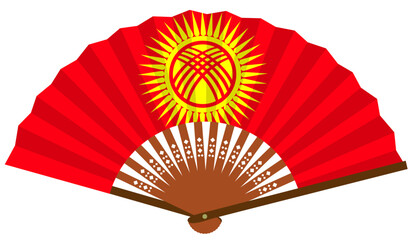 キルギス　NIS諸国　和風　国旗　扇子