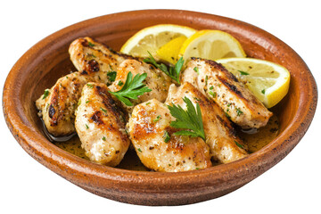 Delicious grilled chicken lemon recipe food photography on transparent background