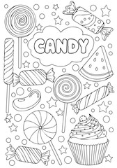 Whimsical Candy Land Coloring Page A Sweet Escape for Creative Minds, Relaxing and Fun for All Ages