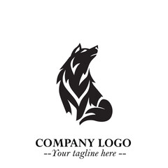 Wolf Logo Symbol in Black on the White Background Minimalist Wild Animal Vector Illustration