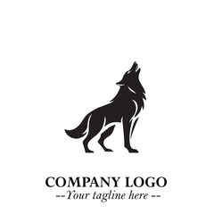 Wolf Logo Symbol in Black on the White Background Minimalist Wild Animal Vector Illustration