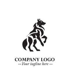 Wolf Logo Symbol in Black on the White Background Minimalist Wild Animal Vector Illustration