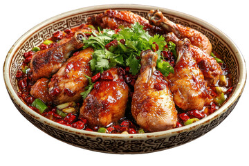 Spicy chicken drumsticks recipe asian cuisine food photography on transparent background
