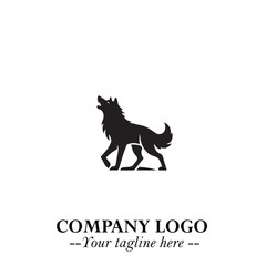 Wolf Logo Symbol in Black on the White Background Minimalist Wild Animal Vector Illustration