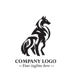 Wolf Logo Symbol in Black on the White Background Minimalist Wild Animal Vector Illustration