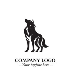 Wolf Logo Symbol in Black on the White Background Minimalist Wild Animal Vector Illustration