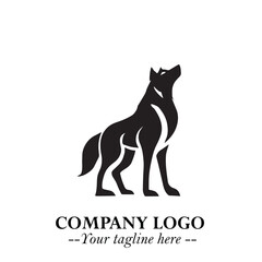 Wolf Logo Symbol in Black on the White Background Minimalist Wild Animal Vector Illustration
