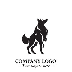 Wolf Logo Symbol in Black on the White Background Minimalist Wild Animal Vector Illustration
