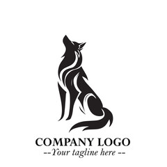 Wolf Logo Symbol in Black on the White Background Minimalist Wild Animal Vector Illustration