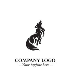 Wolf Logo Symbol in Black on the White Background Minimalist Wild Animal Vector Illustration