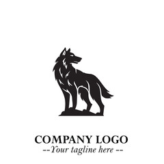 Wolf Logo Symbol in Black on the White Background Minimalist Wild Animal Vector Illustration