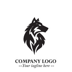 Wolf Logo Symbol in Black on the White Background Minimalist Wild Animal Vector Illustration