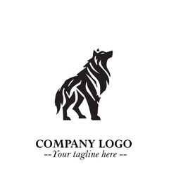 Wolf Logo Symbol in Black on the White Background Minimalist Wild Animal Vector Illustration