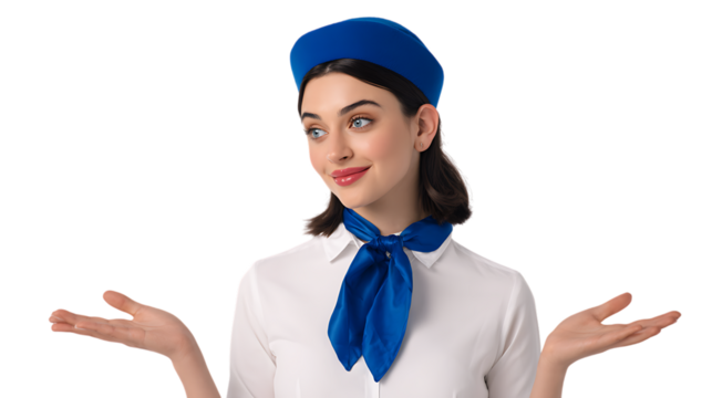 Young woman shrugging, unsure expression.