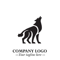 Wolf Logo Symbol in Black on the White Background Minimalist Wild Animal Vector Illustration