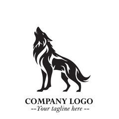 Wolf Logo Symbol in Black on the White Background Minimalist Wild Animal Vector Illustration