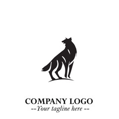 Wolf Logo Symbol in Black on the White Background Minimalist Wild Animal Vector Illustration