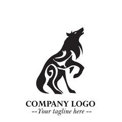 Wolf Logo Symbol in Black on the White Background Minimalist Wild Animal Vector Illustration