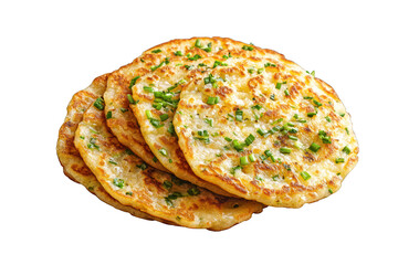Scallion pancakes asian food recipe chinese pancake closeup on transparent background