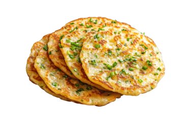 Scallion pancakes asian food recipe chinese pancake closeup on transparent background