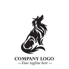Wolf Logo Symbol in Black on the White Background Minimalist Wild Animal Vector Illustration